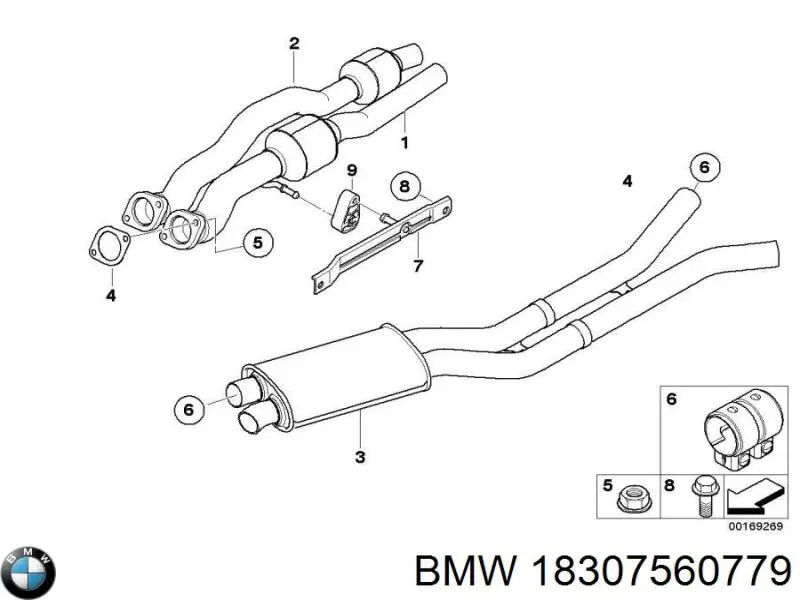 Abrazadera delantera del silenciador BMW 18307560779 precio, desde 10,45 EUR