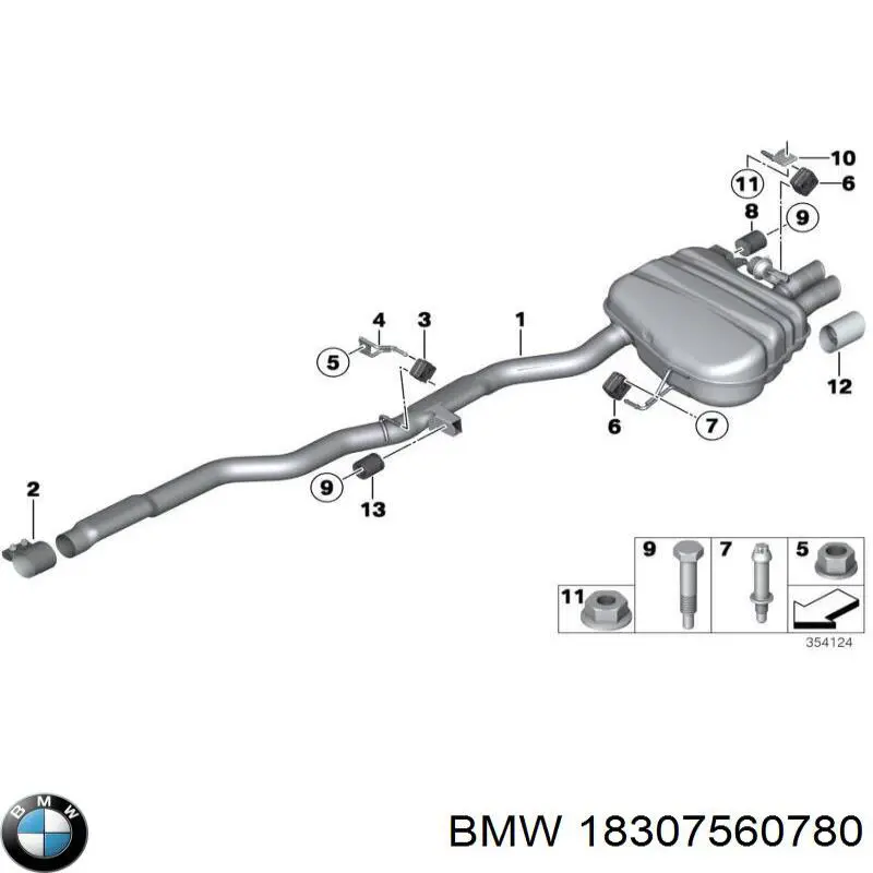 18307560780 BMW Abrazadera delantera del silenciador