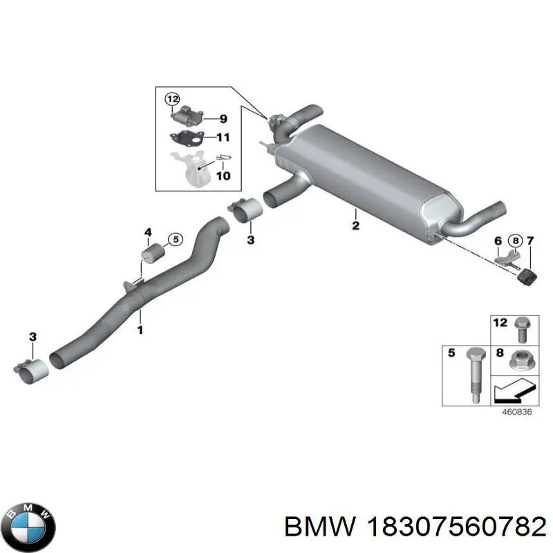 18307560782 BMW abrazadera de silenciador delantera