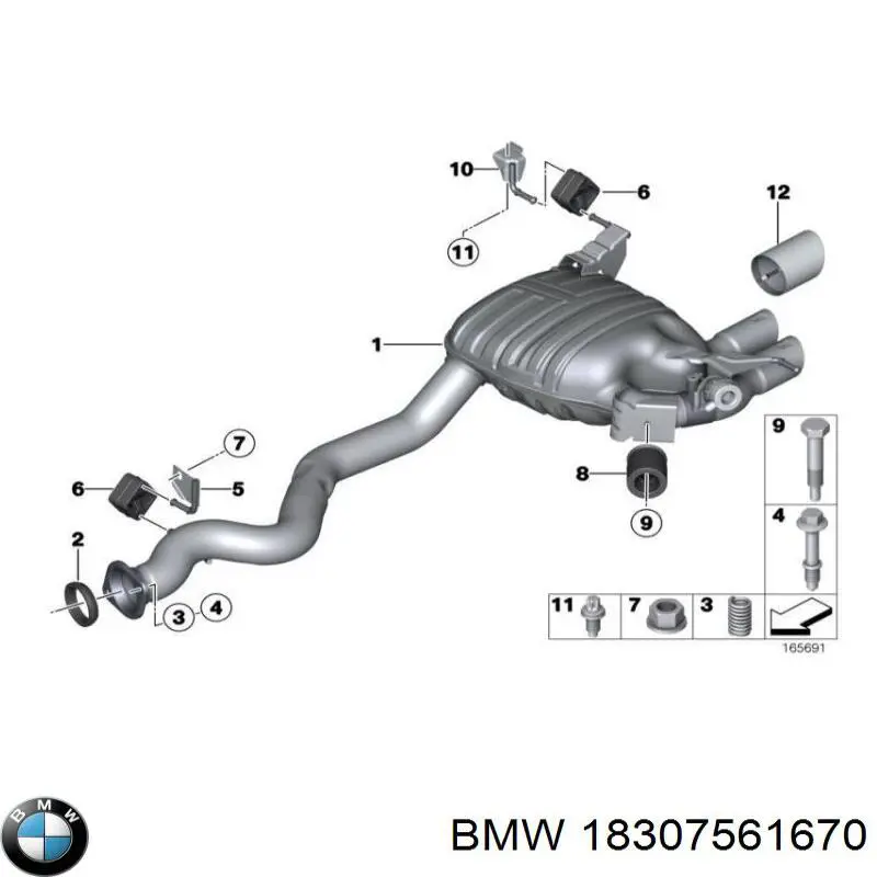 18307561670 BMW perno de escape (silenciador)