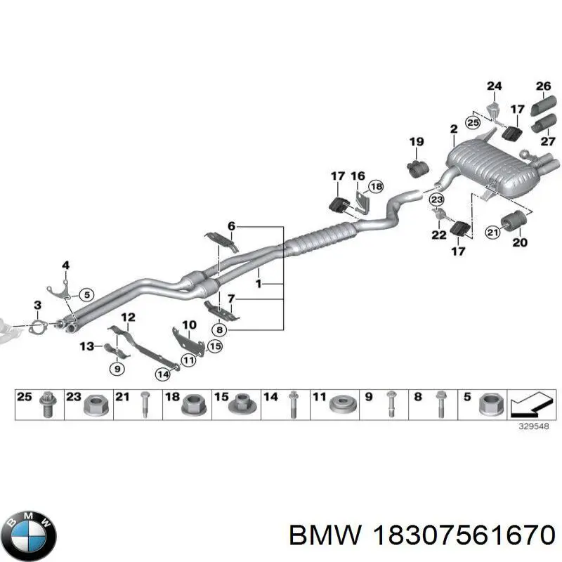Perno del sistema de escape (silenciador) BMW 18307561670 precio, desde 4,83 EUR