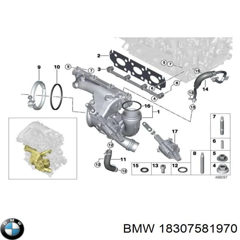 Junta, tubo de escape para BMW X1 (E84)