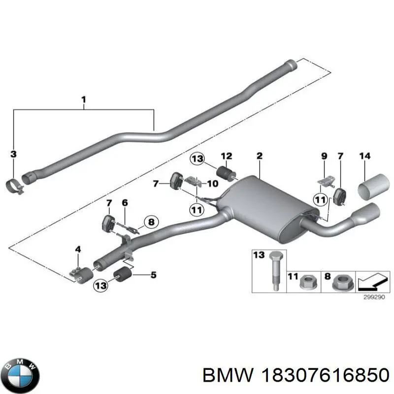 Soporte escape 18307616850 BMW