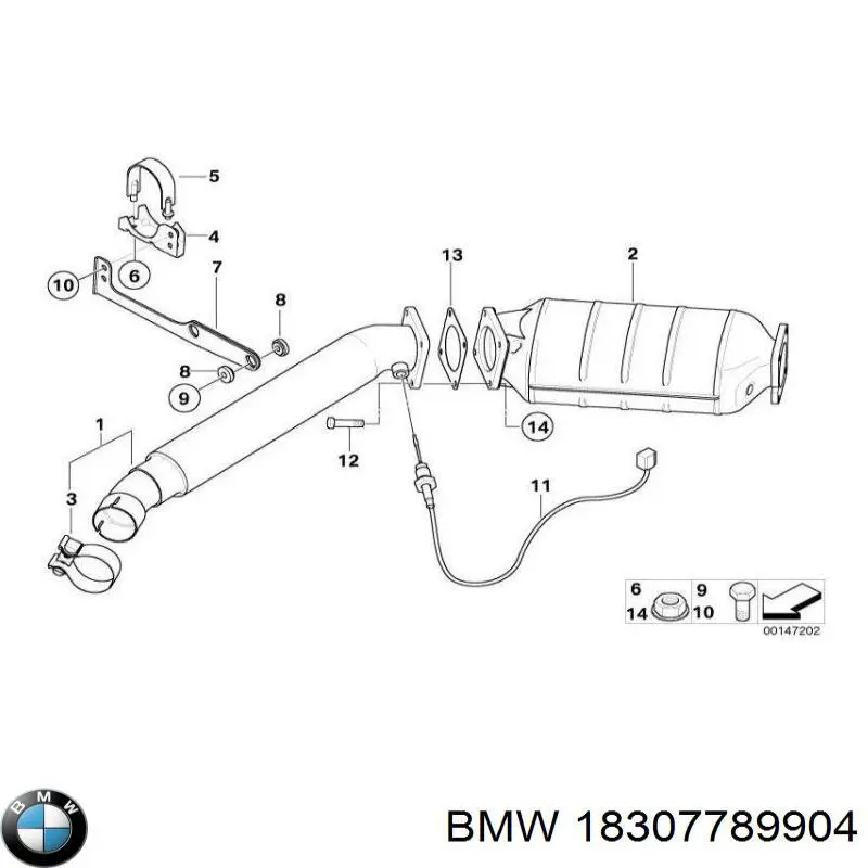 18307789904 BMW junta, filtro hollín/partículas, sistema escape, delantera