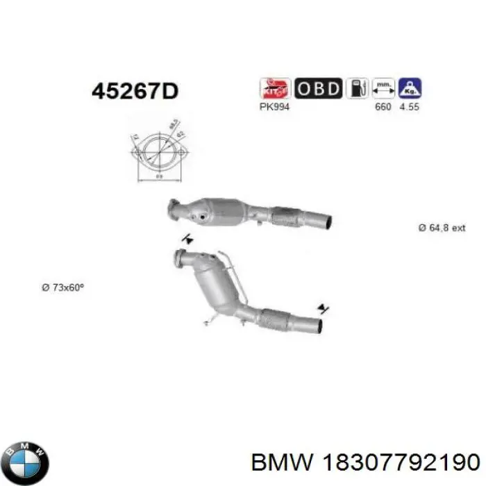 Catalizador BMW 18307792190 precio, desde 342,06 EUR