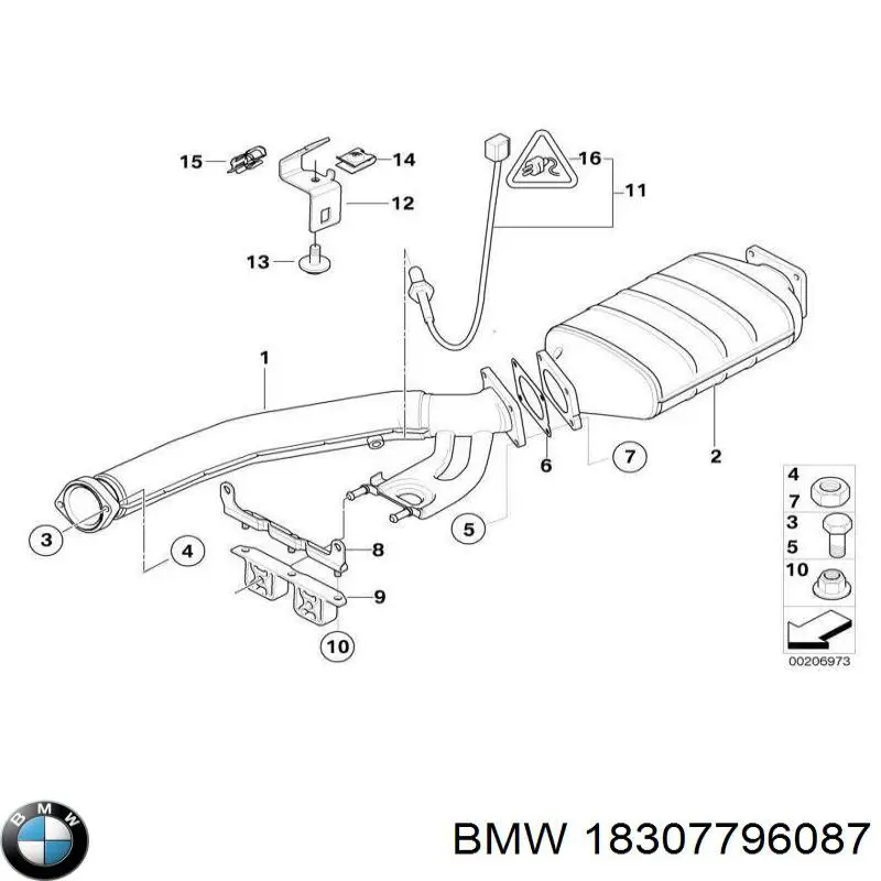 Tubo de escape, del catalizador al silenciador para BMW 7 (E65, E66, E67)