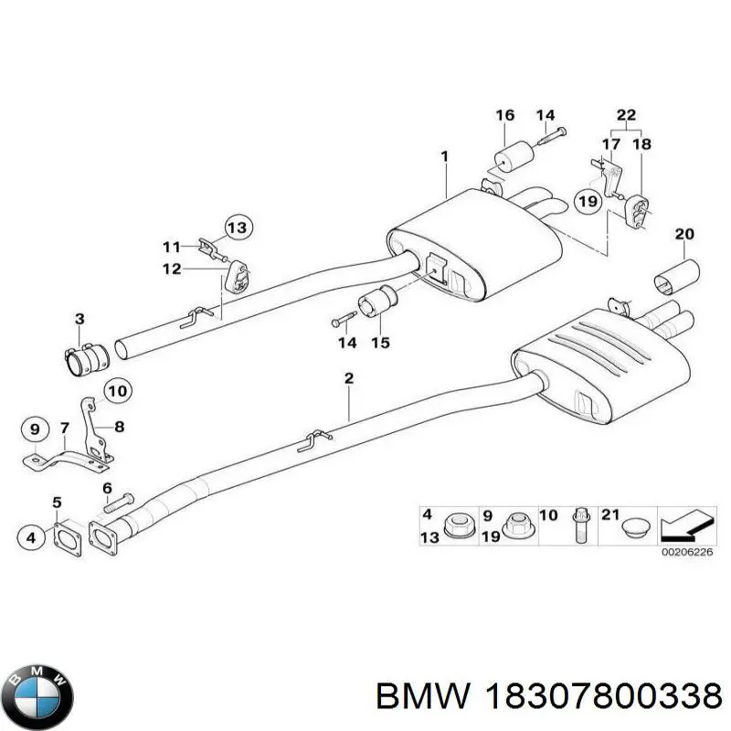 18307800338 BMW silenciador posterior