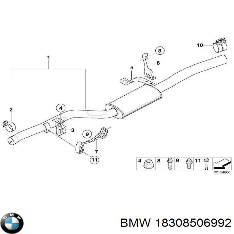 18308506992 BMW abrazadera de sujeción delantera