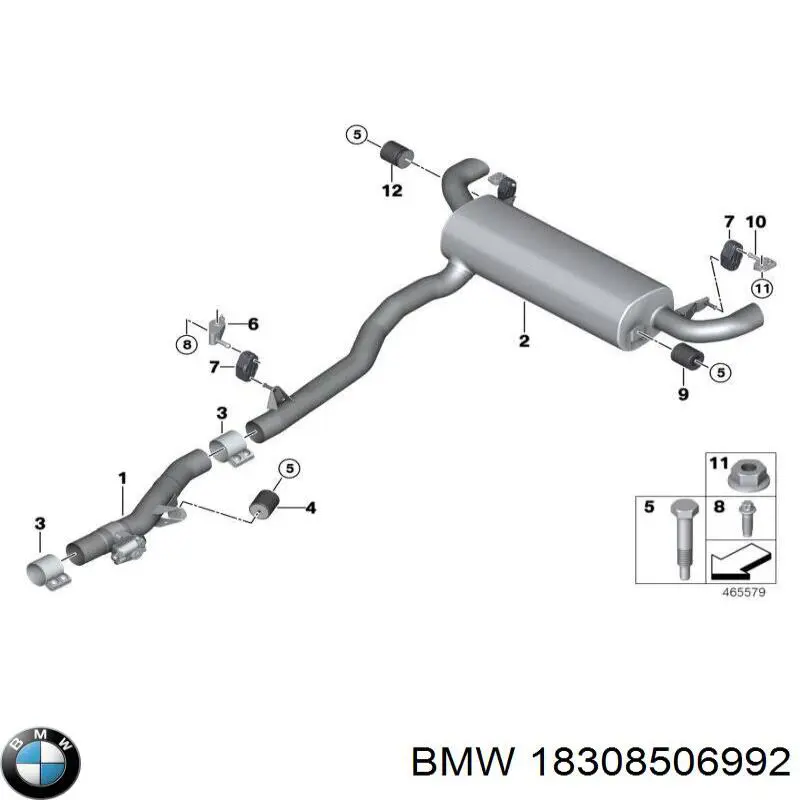 Abrazadera de silenciador delantera BMW 18308506992