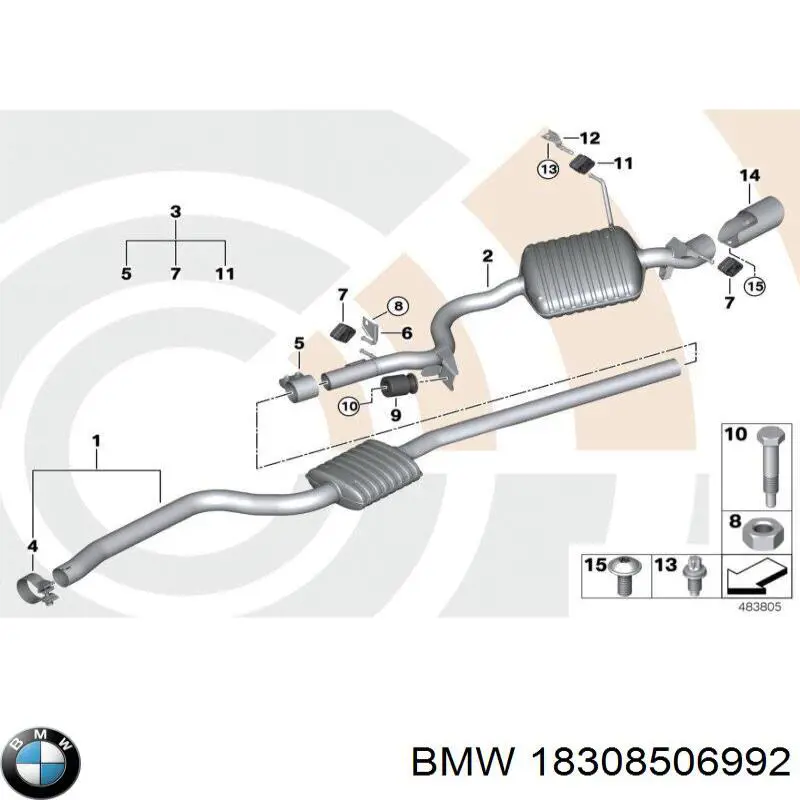 18308506992 BMW Abrazadera delantera del silenciador