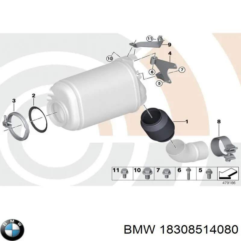 18308514080 BMW filtro hollín/partículas, sistema escape