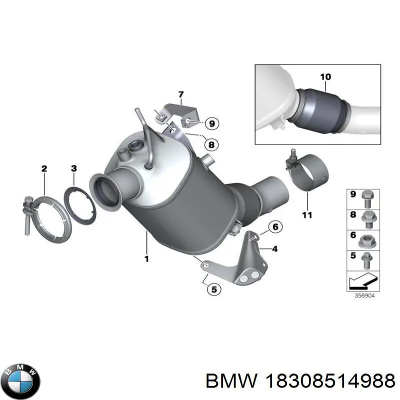 18308514988 BMW filtro hollín/partículas, sistema escape