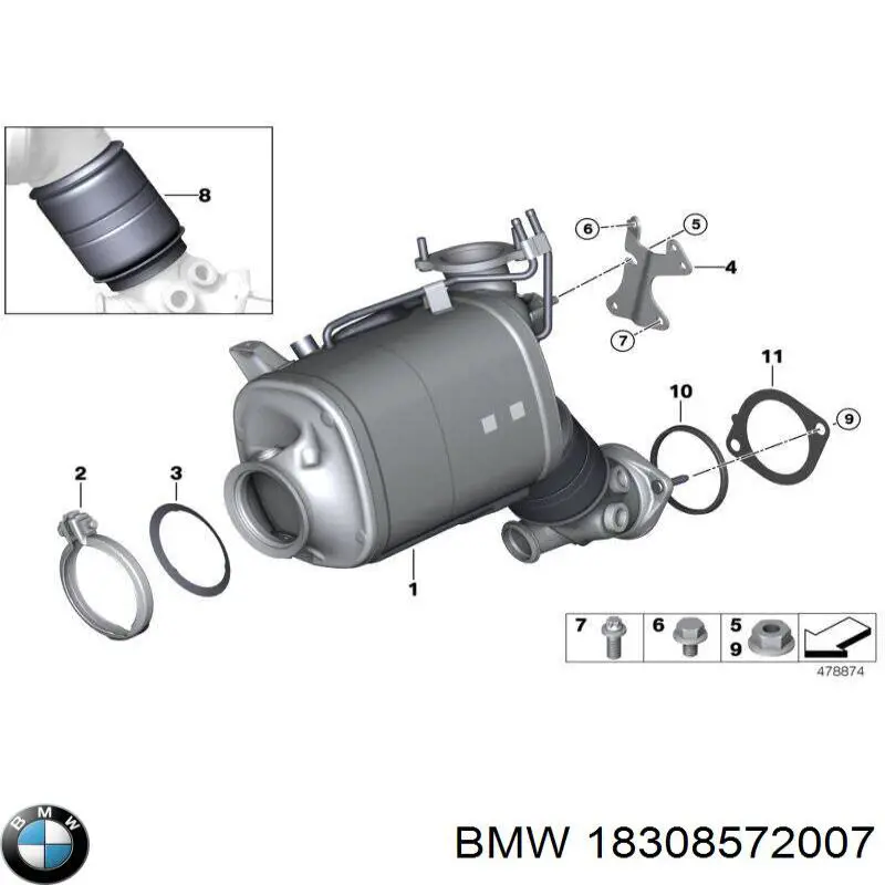 18308572007 BMW Junta del soporte del filtro de aceite