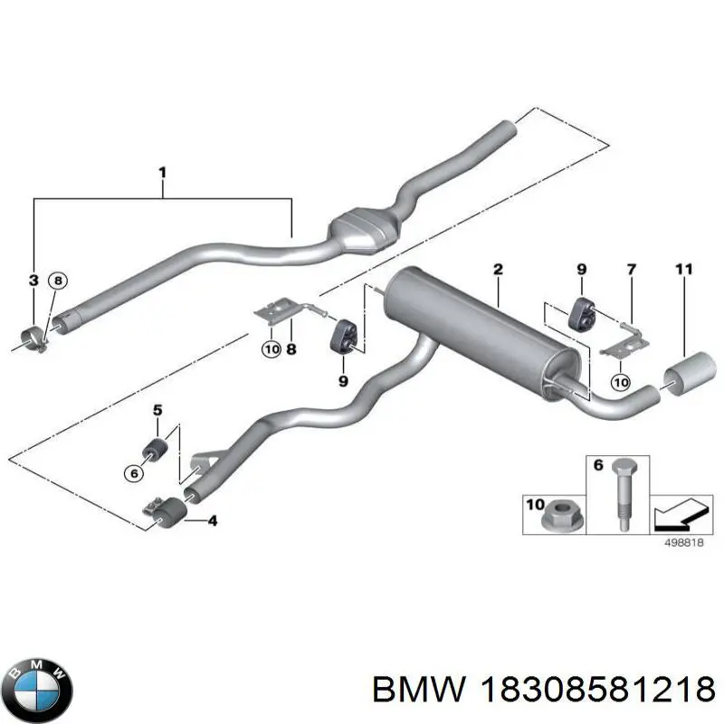 18308581218 BMW abrazadera de silenciador trasera