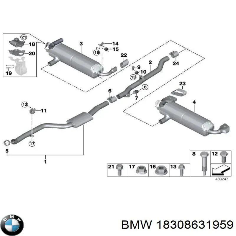 Cola de escape BMW 18308631959 precio, desde 134,54 EUR