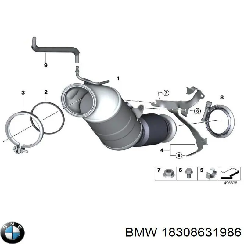 18308631986 BMW abrazadera de silenciador trasera