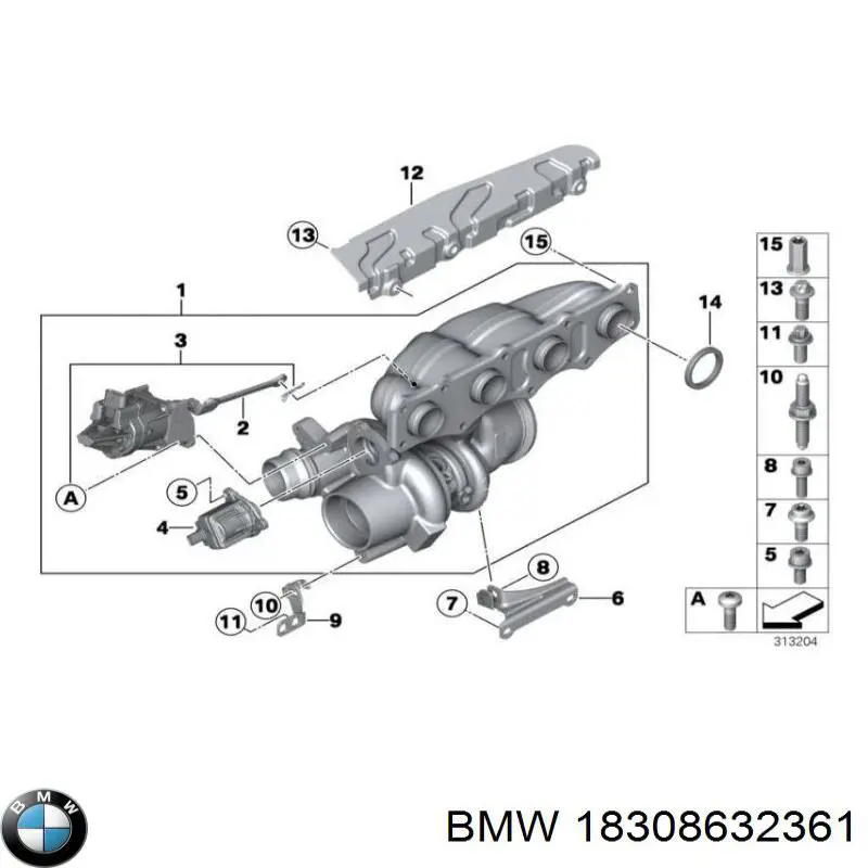Abrazadera de tubo de escape trasera 18308632361 BMW