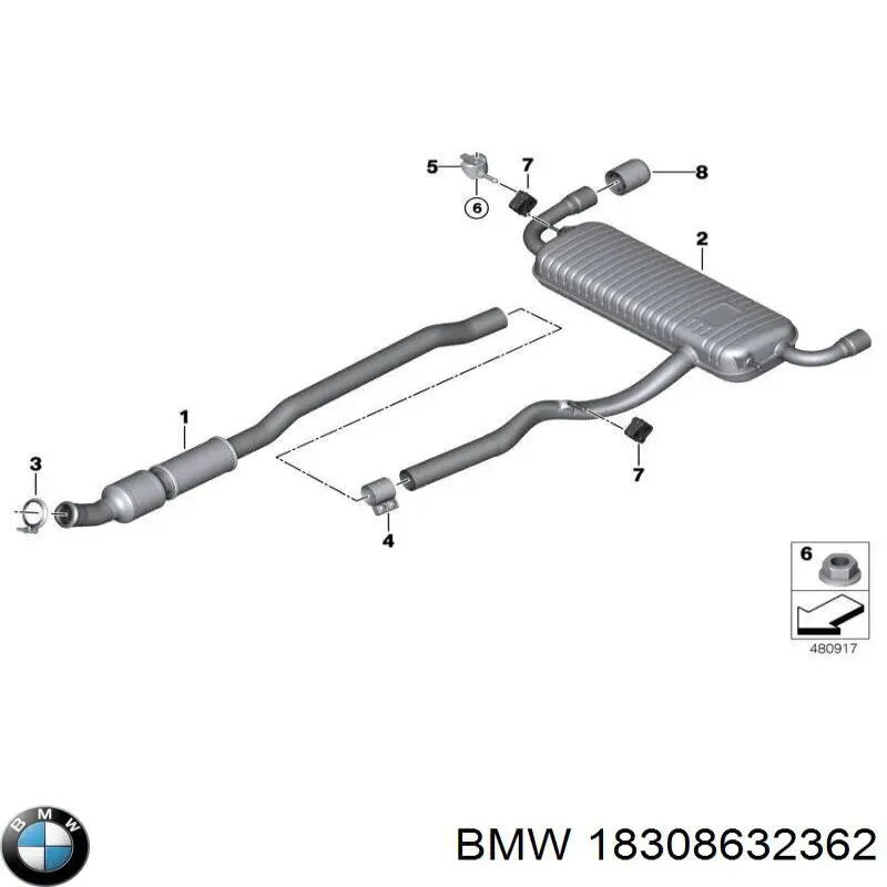 Abrazadera de silenciador trasera para BMW 7 (F01, F02, F03, F04)