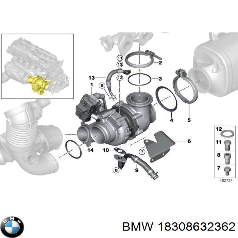 Abrazadera trasera del silenciador BMW 18308632362 precio, desde 40,12 EUR