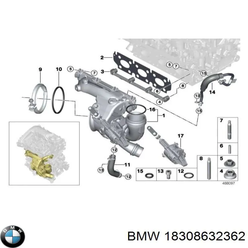 Comprar 18308632362 BMW Abrazadera de tubo de escape trasera