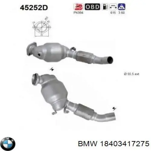 18403417275 BMW colector de escape, sistema de escape