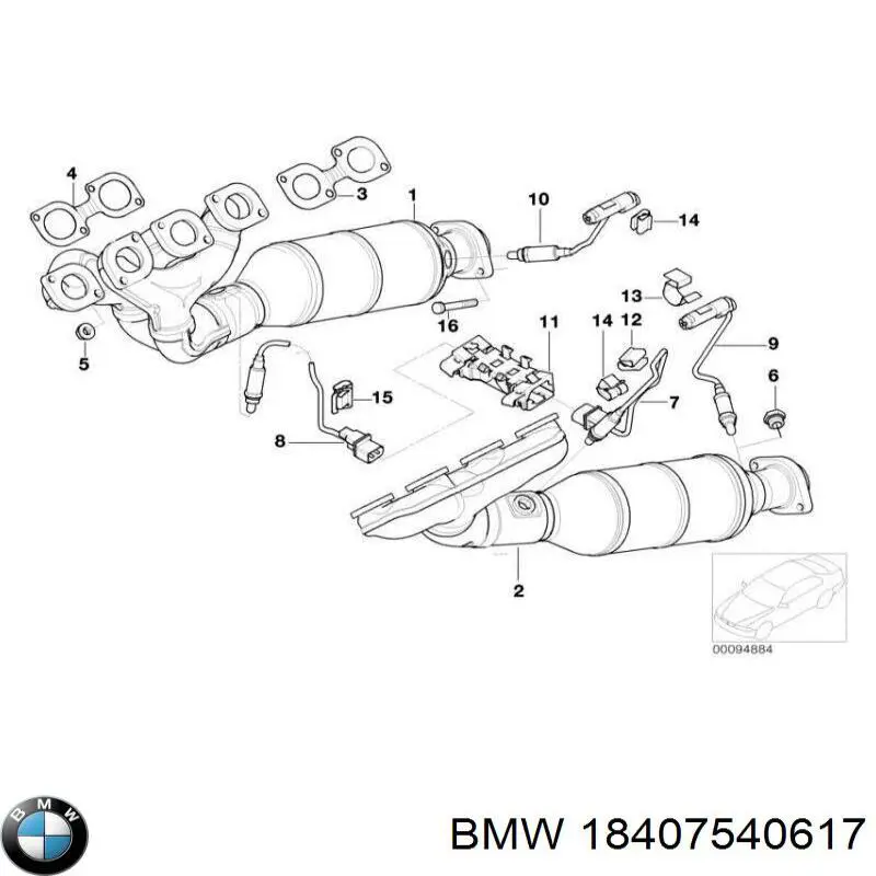 18407540617 BMW colector de escape, sistema de escape