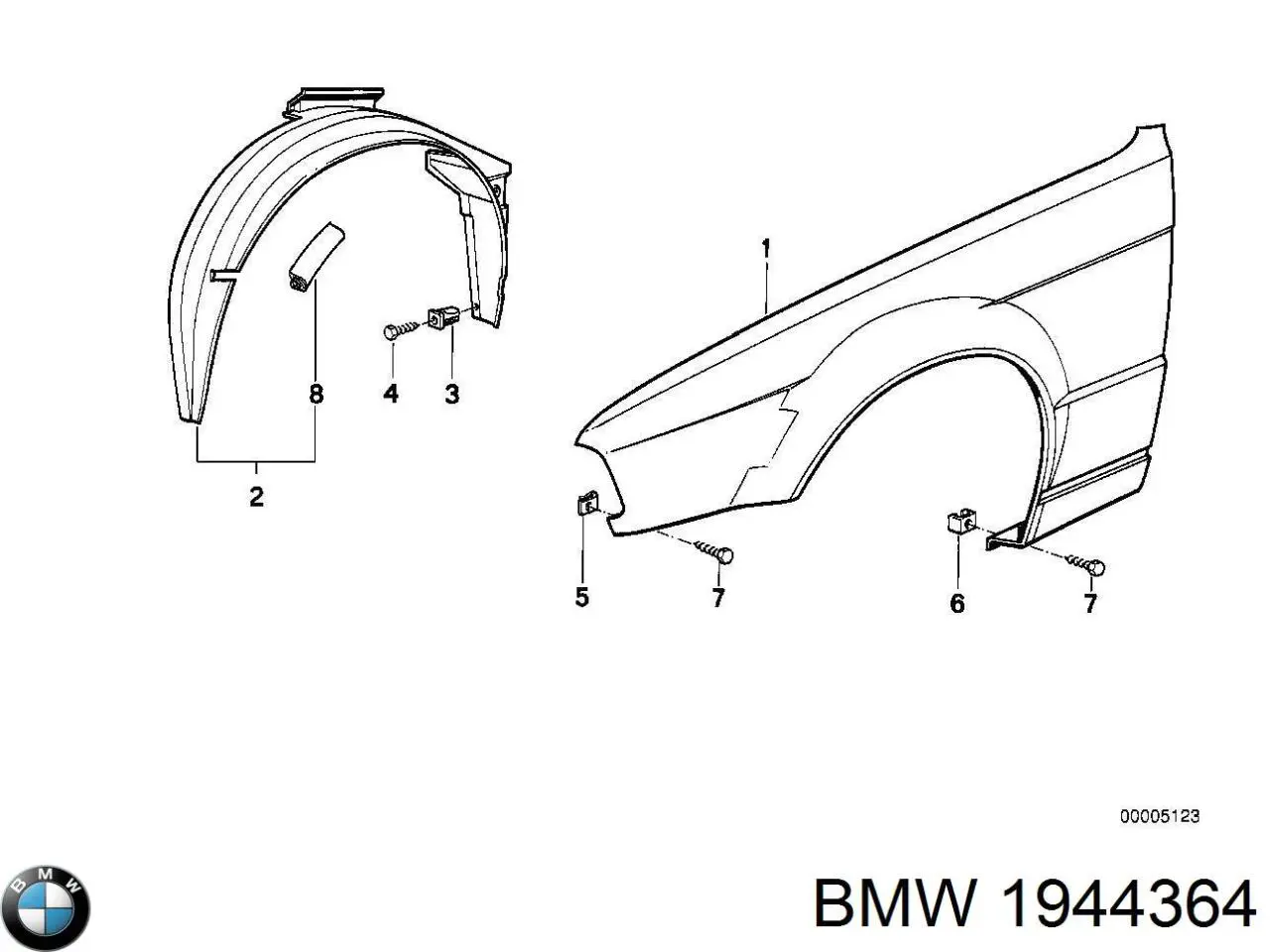 Comprar 1944364 BMW Paso de rueda delantero derecho