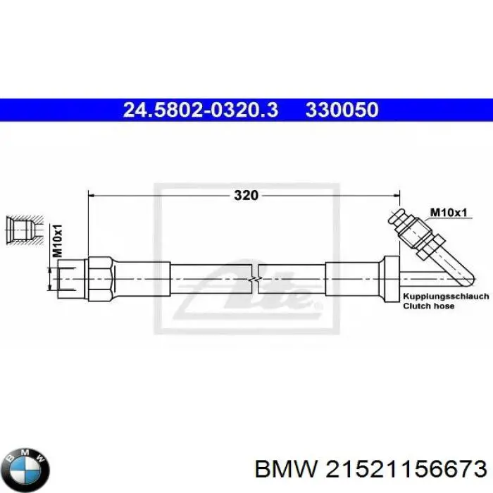 21521156673 BMW tubo flexible de embrague