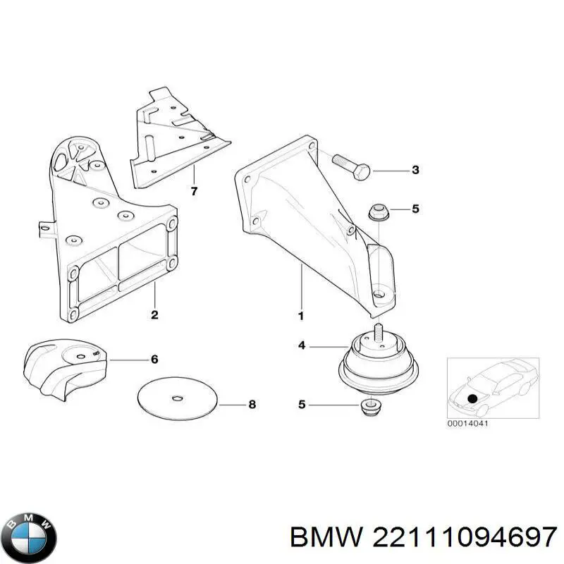 22111094697 BMW soporte para taco de motor izquierdo