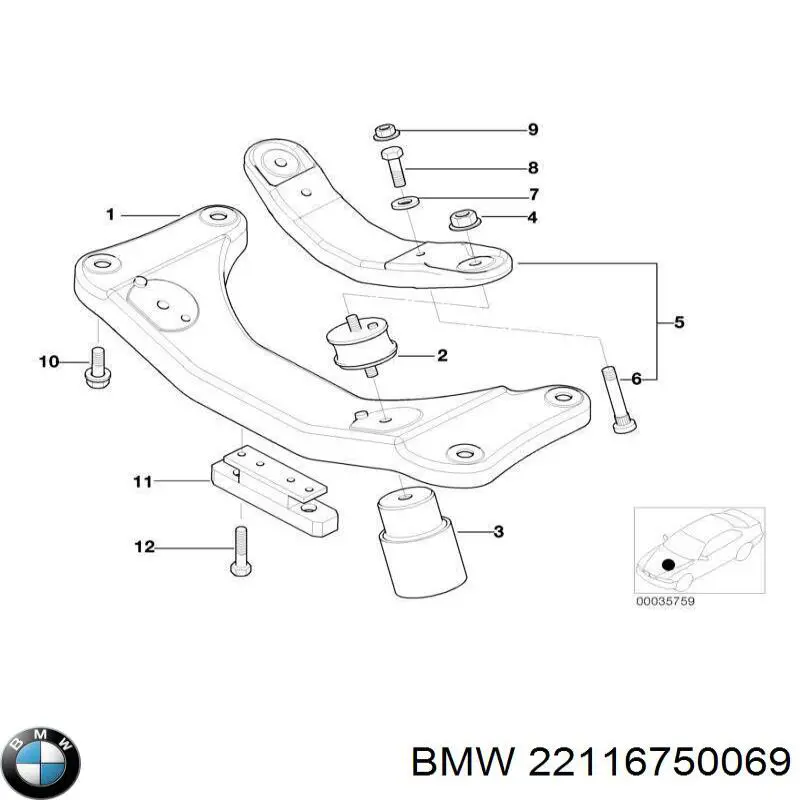 Soporte izquierdo del motor BMW 22116750069 precio, desde 67,05 EUR