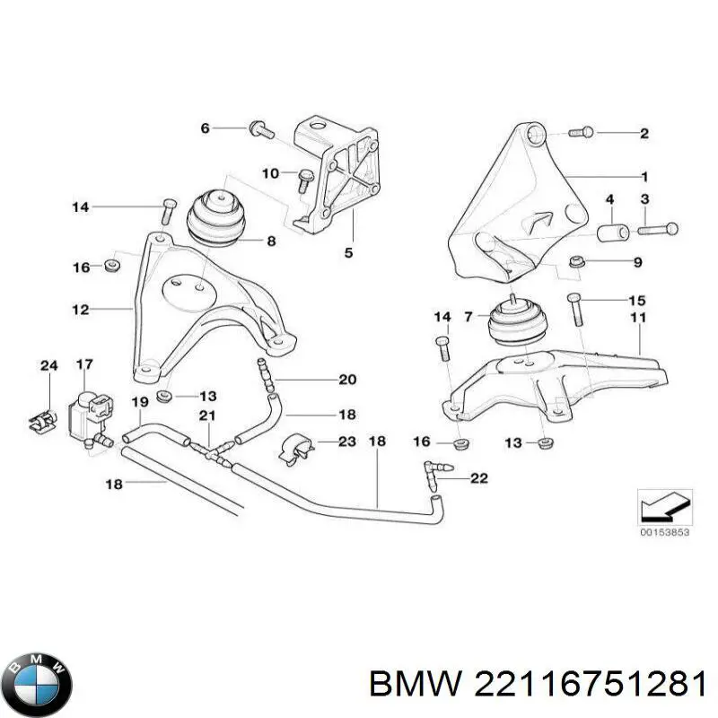 22116751281 BMW soporte motor izquierdo