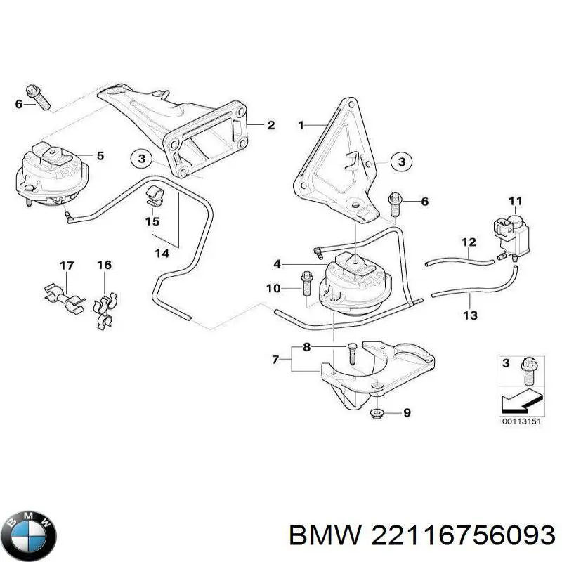 22116756093 BMW soporte motor izquierdo