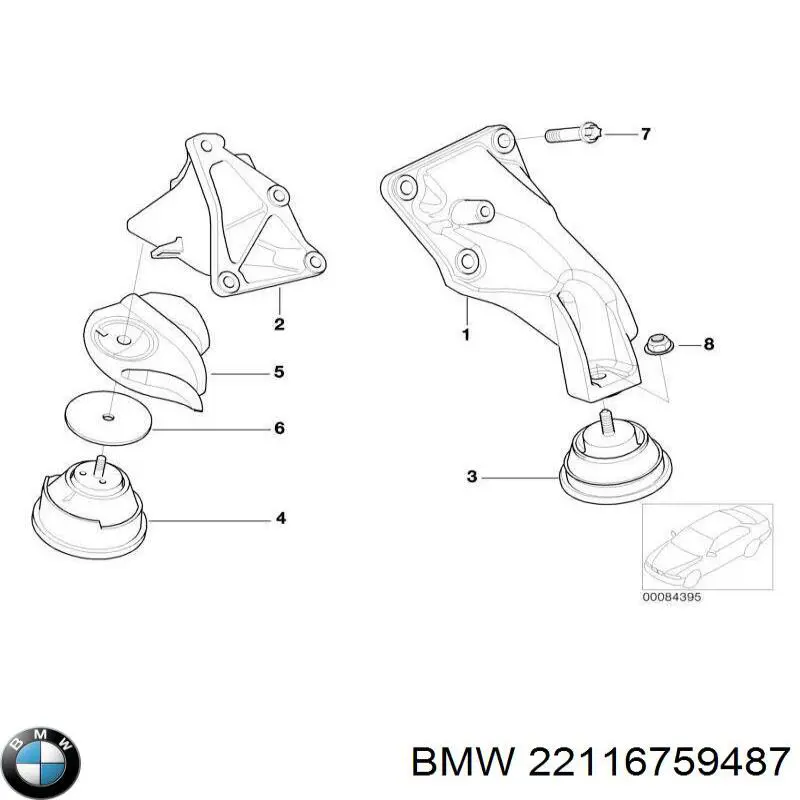 22116759487 BMW soporte para taco de motor izquierdo