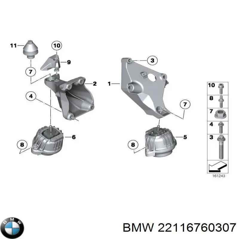 Soporte del soporte izquierdo del motor BMW 22116760307 precio, desde 50,90 EUR