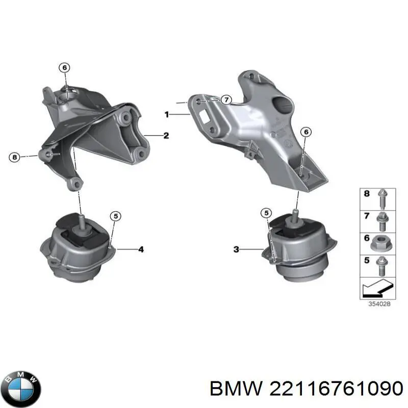 Soporte de motor derecho 22116761090 BMW