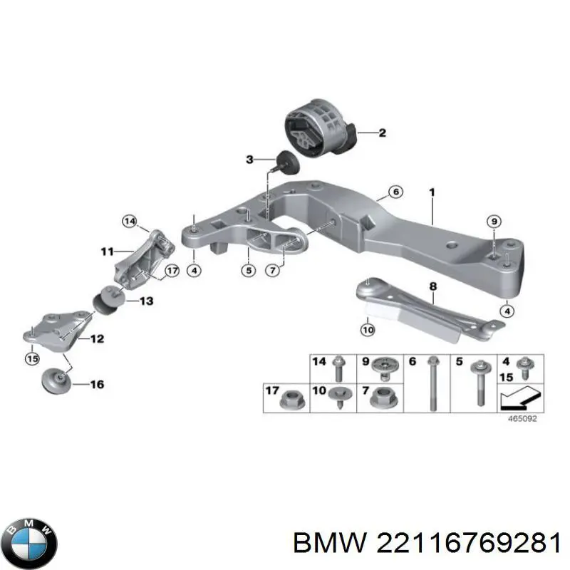 22116769281 BMW porta-motores/soporte del motor (caja de cambios)