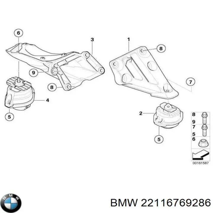 22116769286 BMW soporte de motor derecho