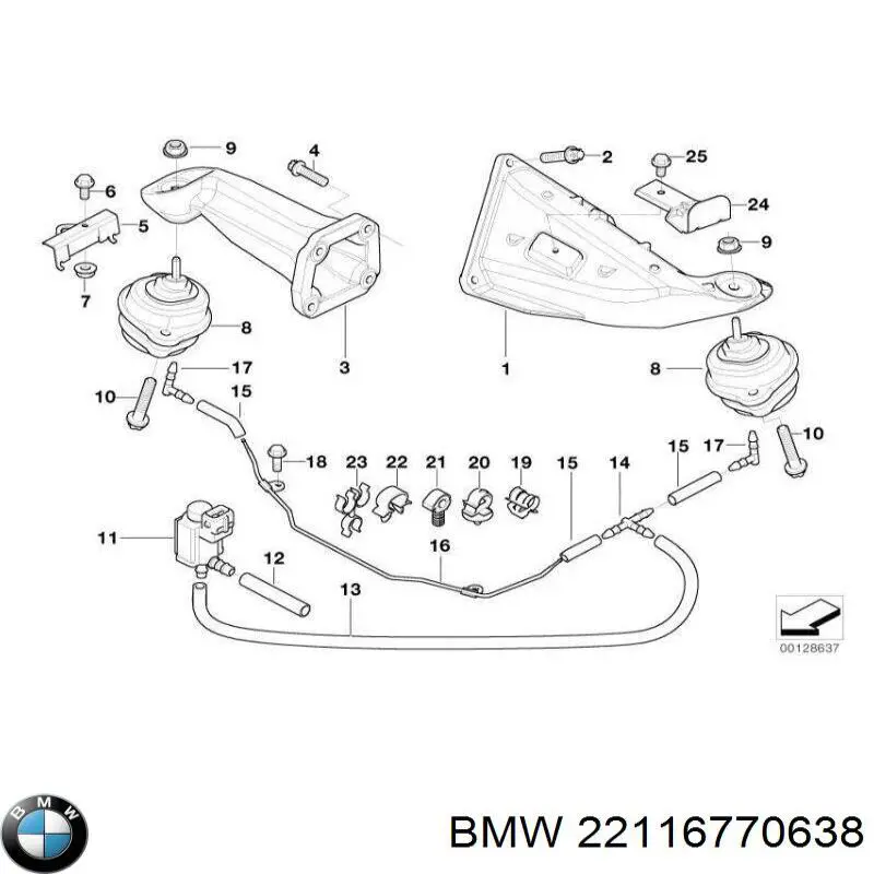 Almohada del Motor Izquierda / Derecha BMW 22116770638