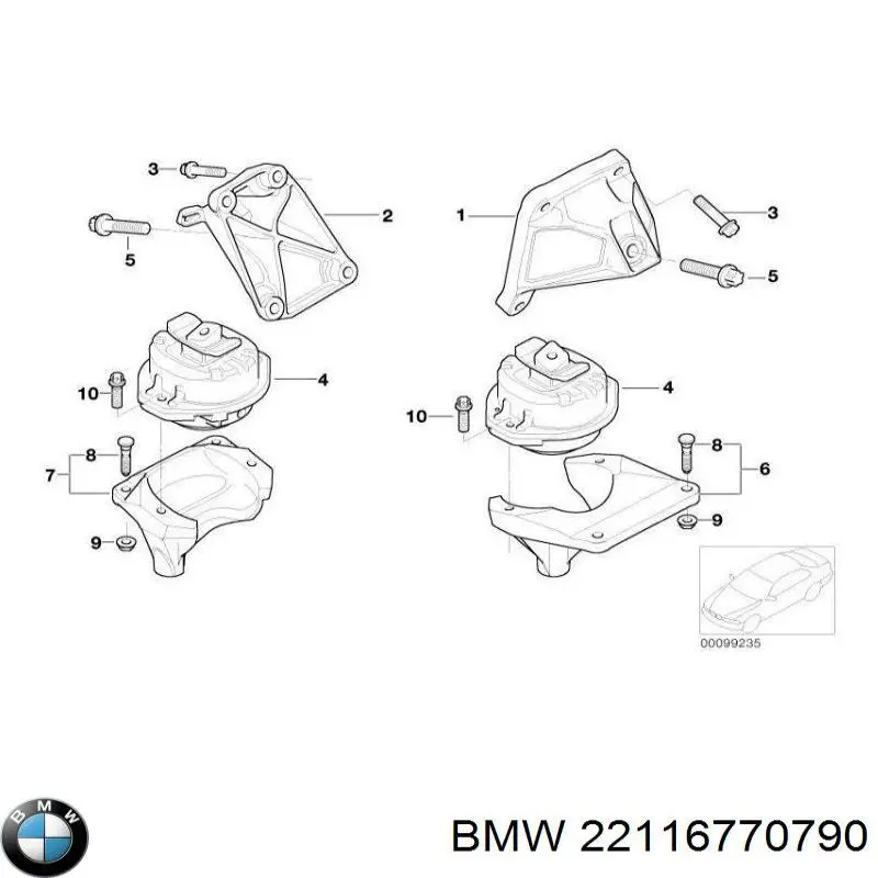 22116770790 BMW Cojín del motor