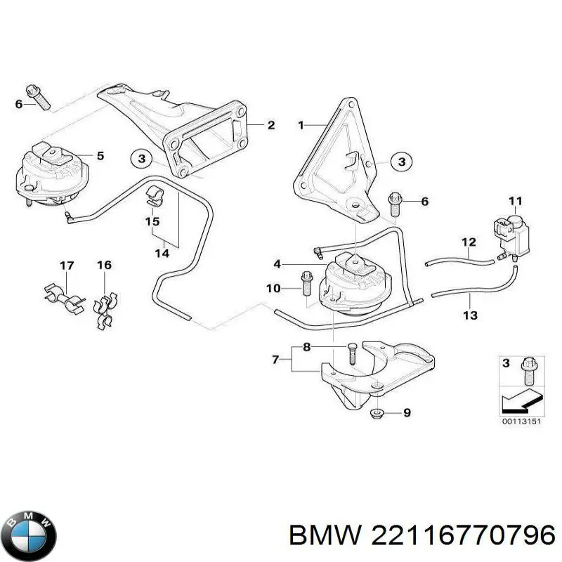 Soporte de motor derecho BMW 22116770796 precio, desde 103,09 EUR