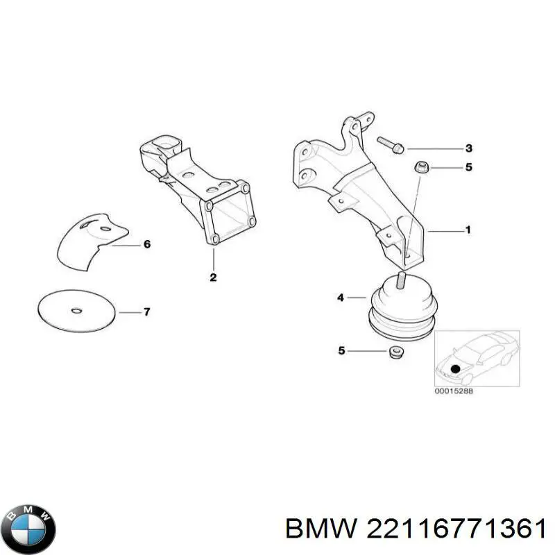 Almohada del Motor Izquierda / Derecha BMW 22116771361
