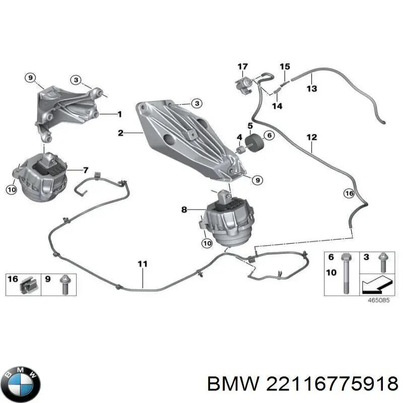 22116775918 BMW soporte de motor derecho