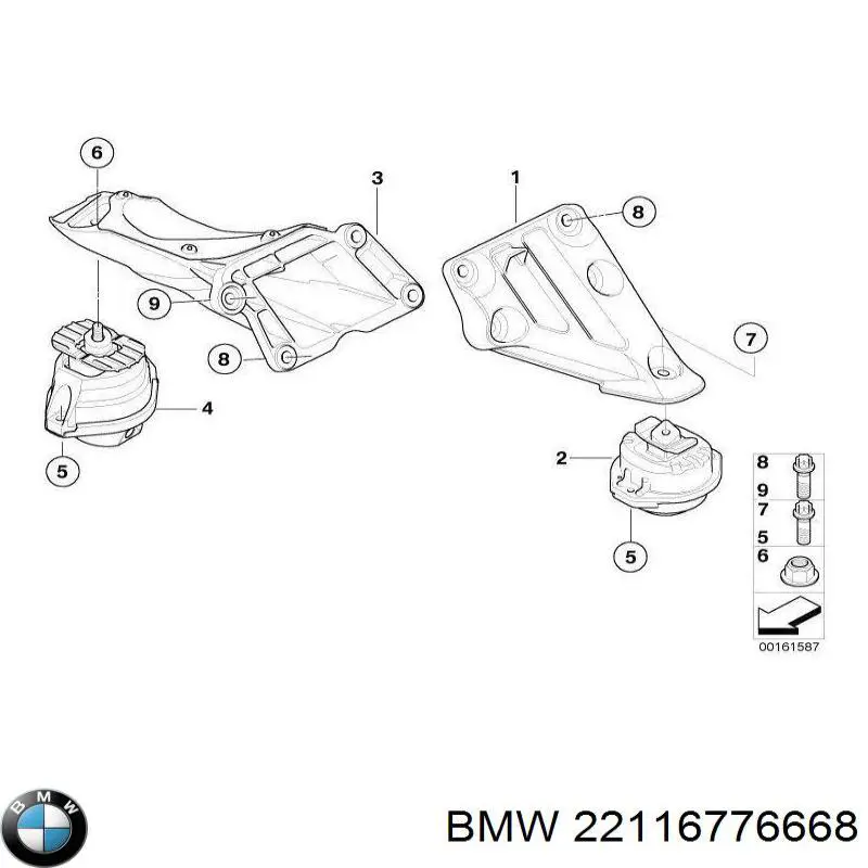 22116776668 BMW Soporte de motor derecho