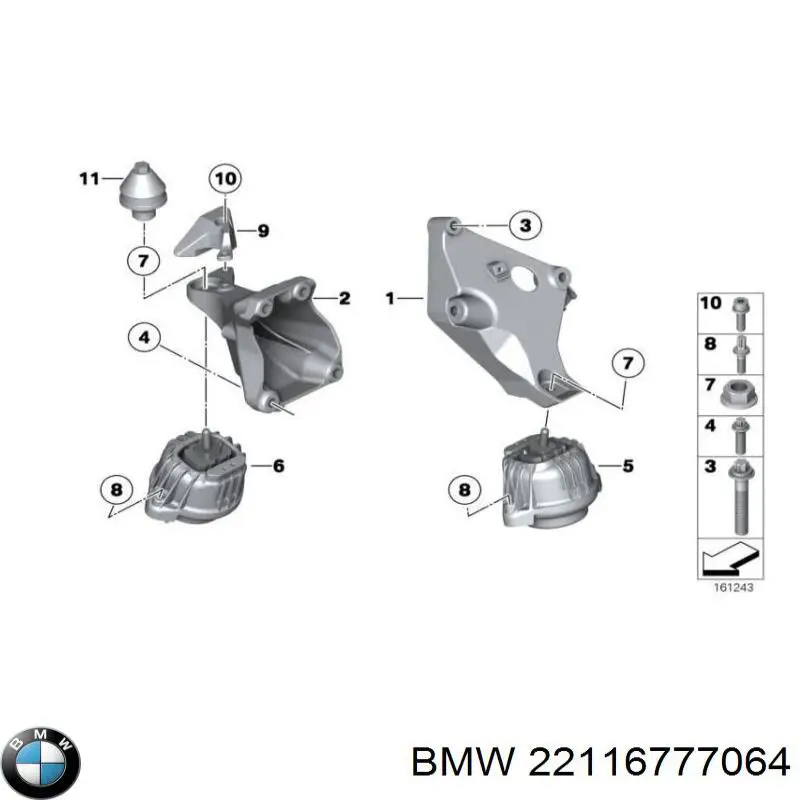 22116777064 BMW soporte para taco de motor derecho