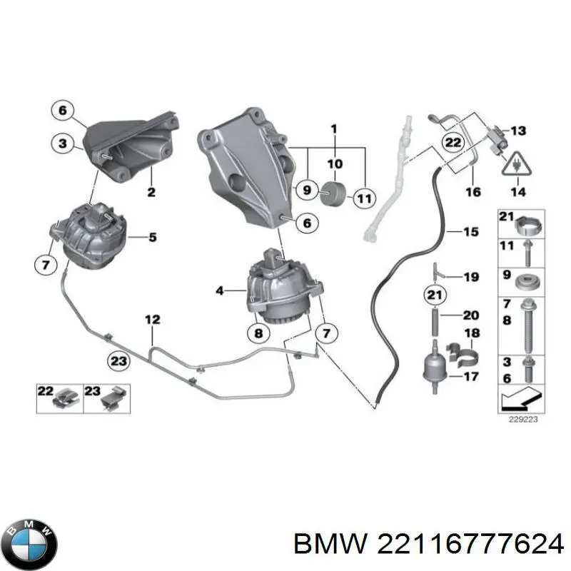 22116777624 BMW soporte para taco de motor derecho