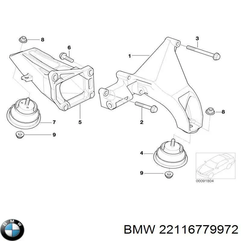 Soporte de motor derecho 22116779972 BMW