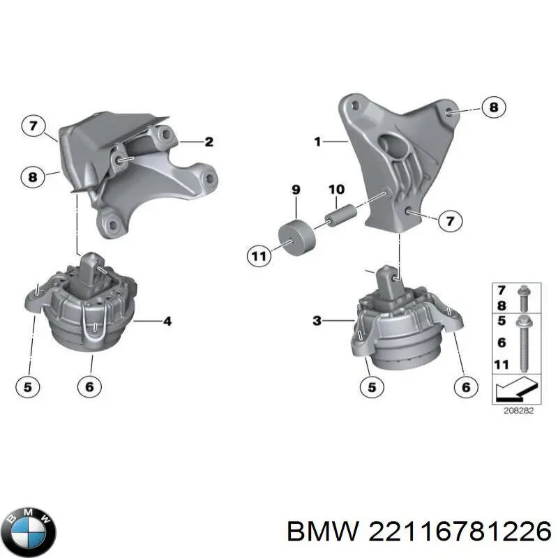 22116781226 BMW soporte para taco de motor derecho