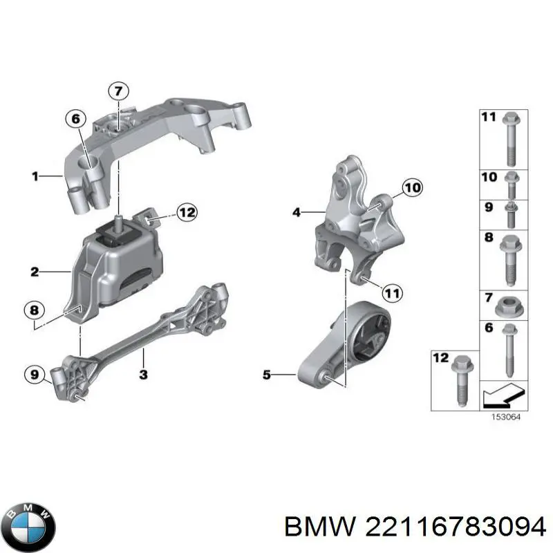 22116783094 BMW soporte de motor trasero