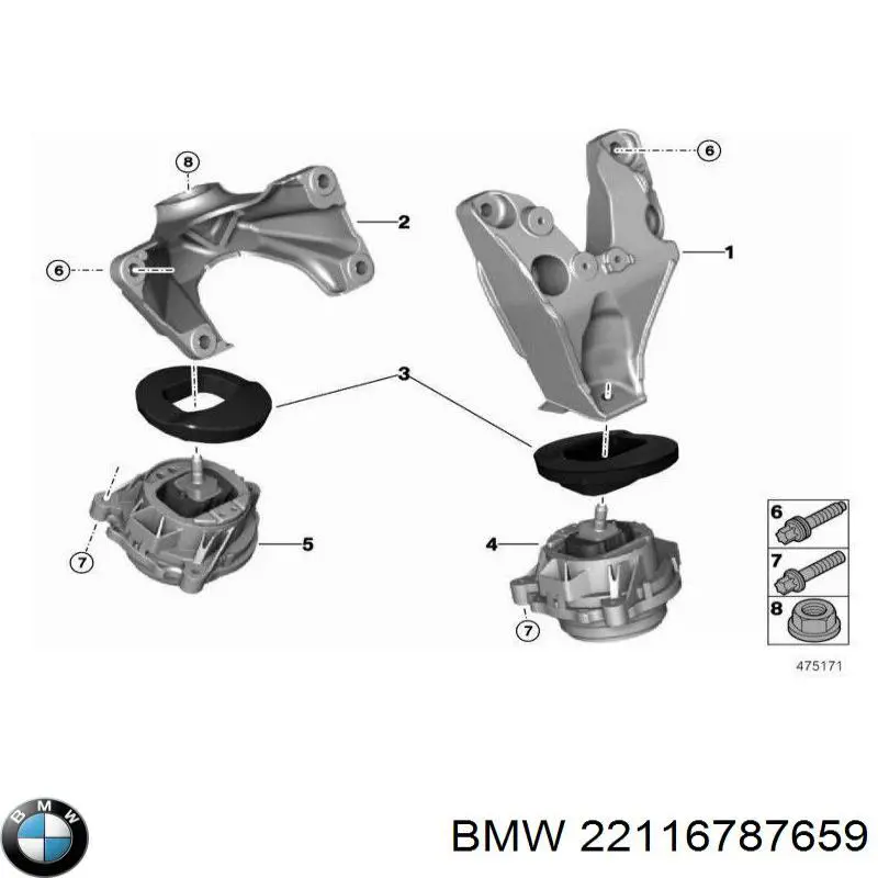 Soporte izquierdo del motor BMW 22116787659 precio, desde 53,72 EUR