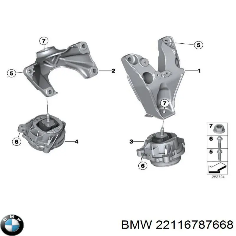 Soporte de motor derecho 22116787668 BMW